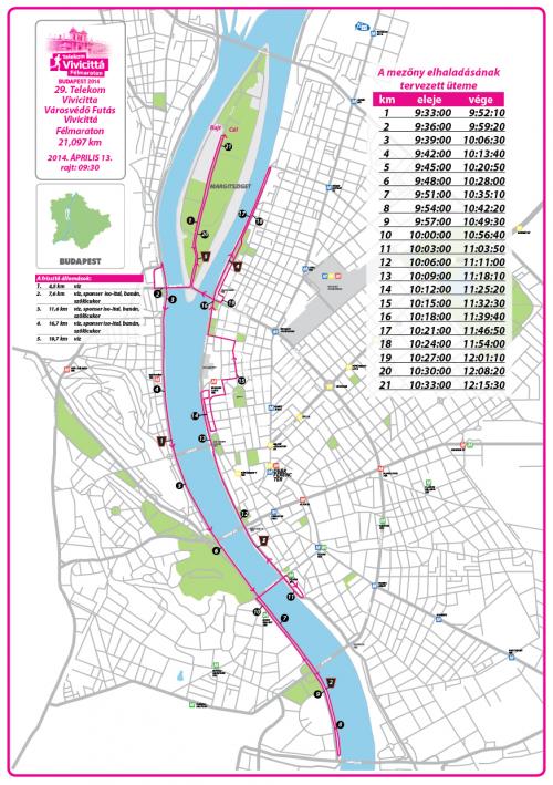  29. Telekom Vivicittá Félmaraton 2014 - tervezett útvonal