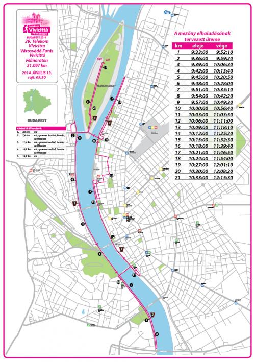  29. Telekom Vivicitt Flmaraton 2014 - tervezett tvonal